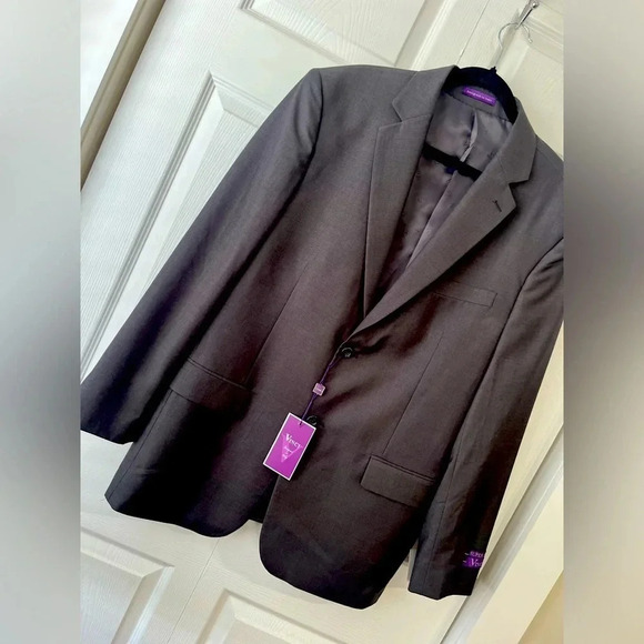 NWT Vinci Mens Zegna Two Button Suit Jacket Gray Flap Pocket Notch Lapel 42R 36W - Picture 2 of 13